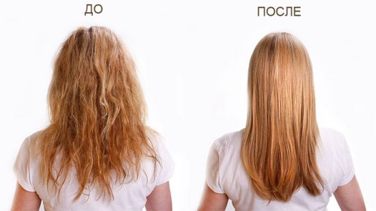 До и после восстановления осветленных волос